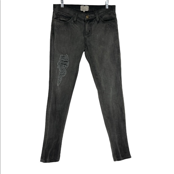 Current Elliott Size 28 Black Distress Skinny Jeans - Picture 2 of 9